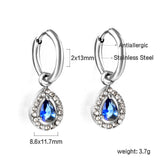 Boucles d'oreilles cercle 2x13mm avec diamant forme goutte + créoles diamant blanc