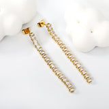 Earrings 3.78mm square white diamond 5.5cm gold/steel color