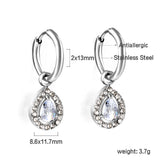 Boucles d'oreilles cercle 2x13mm avec diamant forme goutte + créoles diamant blanc