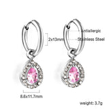 Boucles d'oreilles cercle 2x13mm avec diamant forme goutte + créoles diamant blanc