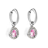 Boucles d'oreilles cercle 2x13mm avec diamant forme goutte + créoles diamant blanc