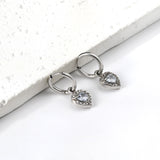 Boucles d'oreilles cercle 2x13mm avec diamant coeur + créoles diamant blanc