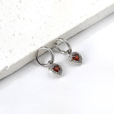 Pendientes círculo 2x13mm con diamante en forma de corazón + aros de diamantes blancos