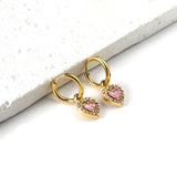 2x13mm circle with heart-shaped diamond + white diamond hoop earrings