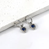 Pendientes círculo 2x13mm con diamante en forma de corazón + aros de diamantes blancos