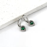 Pendientes círculo 2x13mm con diamante en forma de corazón + aros de diamantes blancos