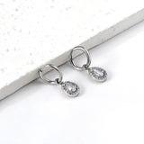 2x13mm circle with drop-shaped diamond + white diamond hoop earrings