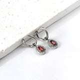 Boucles d'oreilles cercle 2x13mm avec diamant forme goutte + créoles diamant blanc