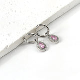 Boucles d'oreilles cercle 2x13mm avec diamant forme goutte + créoles diamant blanc