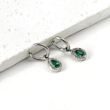 Boucles d'oreilles cercle 2x13mm avec diamant forme goutte + créoles diamant blanc