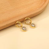 2x13mm circle with heart-shaped diamond + white diamond hoop earrings