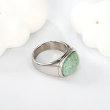 14.6*11mm Chrysocolla Solitaire Steel/Golden