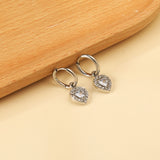 Boucles d'oreilles cercle 2x13mm avec diamant coeur + créoles diamant blanc