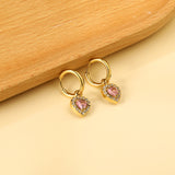 Boucles d'oreilles cercle 2x13mm avec diamant coeur + créoles diamant blanc