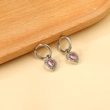 2x13mm circle with heart-shaped diamond + white diamond hoop earrings