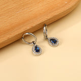 Boucles d'oreilles cercle 2x13mm avec diamant forme goutte + créoles diamant blanc