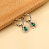 2x13mm circle with drop-shaped diamond + white diamond hoop earrings