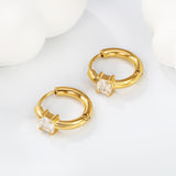 5.4*4.5mm square four-pronged zirconium earring clasp 2.5*I.D. 11mm steel color gold color