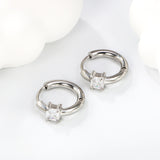 5.4*4.5mm square four-pronged zirconium earring clasp 2.5*I.D. 11mm steel color gold color