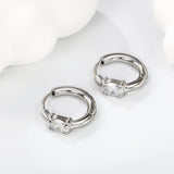 4.5*6.7mm Oval Four Claw White Zirconia Ear Clips 2.5*I.D. 11mm Steel Gold