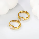 4.8*6.8mm teardrop shaped 3-prong zirconia ear clips 2.5*I.D. 11mm steel color gold color