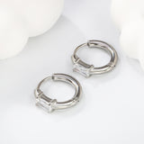 4.4*6.3mm rectangle four claw white zirconium earring clasp 2.5*inner diameter 11mm steel color gold color