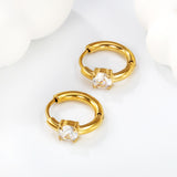 5.3mm round 4-prong white zirconium ear clips 2.5*11mm inner diameter steel color gold color