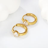 6*6.2mm heart-shaped three-claw white zirconium ear clips 2.5*inner diameter 11mm steel color gold color