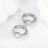 6*6.2mm heart-shaped three-claw white zirconium ear clips 2.5*inner diameter 11mm steel color gold color