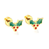 Screw-plug Christmas Fruit Mixed Color Stud Earrings