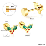 Pendientes de tuerca de colores mezclados con frutas navideñas con tapón de rosca