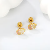 Screw plug 0.8*8mm pin cake cups with mixed color drop earrings 5.8*7.4mm gold color