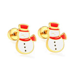 Screw plug snowman mixed color earrings