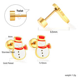 Screw plug snowman mixed color earrings