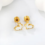 Screw plug 0.8*8mm needle bunny with white drip earrings 7*6.7mm gold color