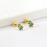 Screw-plug Christmas tree mixed color stud earrings