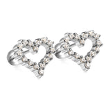 Steel ball screw-in heart shaped hoop earrings with white diamond 11.2*10mm