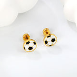 Screw plug 0.8*8mm pin soccer ball with mixed color oil drip earrings 7.3mm gold color