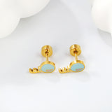 Screw plug 0.8*8mm pin balloon with blue drop earrings 4.7*9mm gold color