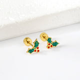 Screw-plug Christmas Fruit Mixed Color Stud Earrings