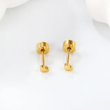 Screw plug 0.8*8mm pin small heart stud earrings 3*2.2mm gold color