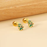 Screw-plug Christmas tree mixed color stud earrings