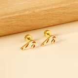 Screw Plug Christmas Cane Mixed Color Stud Earrings