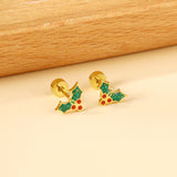 Screw-plug Christmas Fruit Mixed Color Stud Earrings