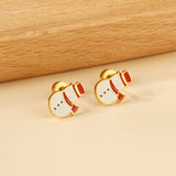 Screw plug snowman mixed color earrings