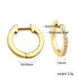 Round with white zirconium/green zirconium ear clips 1.8*15*16mm steel color/golden color