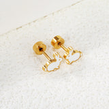 Screw plug 0.8*8mm needle bunny with white drip earrings 7*6.7mm gold color