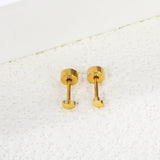 Screw plug 0.8*8mm pin small heart stud earrings 3*2.2mm gold color