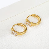 4.4*6.3mm rectangle four claw white zirconium earring clasp 2.5*inner diameter 11mm steel color gold color