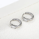 4.4*6.3mm rectangle four claw white zirconium earring clasp 2.5*inner diameter 11mm steel color gold color